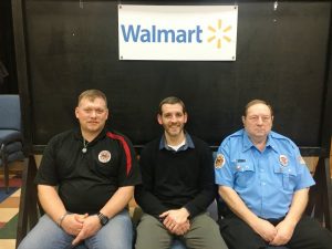 2019 Walmart 15 Year Length of Service Firefighter Awards presented during Saturday night’s annual awards dinner of the DeKalb County Volunteer Fire Department: Left to right: Jeremy Neal, Steve Abell of Walmart, and Calvin Tramel