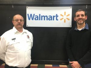 2019 Walmart 20 Year Length of Service Firefighter Award presented during Saturday night’s annual awards dinner of the DeKalb County Volunteer Fire Department: Recipient Michael D. Lawrence (left) with Steve Abell of Walmart