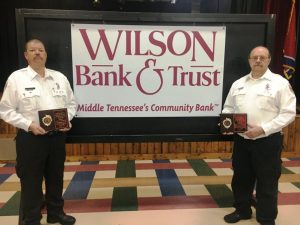 Captain Jay Cantrell (left) and Captain Michael Lawrence (right) of the DeKalb County Volunteer Fire Department received Honorary Lifetime Membership Awards during Saturday night’s annual awards dinner.