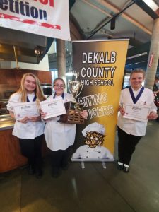 DCHS Biting Tigers Win 1st Place in State Junior Chef Competition. Pictured Left to Right: Sophia Angeletti, Elisabeth Saylors, and Jacklyn Kleparek.