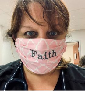 DeKalb County nurse practitioner Gianna Owens wearing a facemask made by Masks of Love