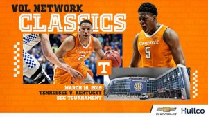 The Vol Network will continue its weekly radio series this Saturday called “Vol Network Classics”. The aim is to give Tennessee fans the chance to relive some of the great moments and games from UT’s history. Each week, a replay of a famous football or basketball game will be broadcast. The series is planned for a 10-week run Saturdays at 1:00 p.m. on WJLE AM 1480/ FM 101.7 and the Vol Network. In week #2 of the series Saturday, April 25, fans can hear a rebroadcast of the 2019 SEC Basketball Tournament Semifinal game between #8 Tennessee and #4 Kentucky from March 16, 2019 in Nashville.