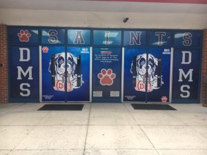 DeKalb Middle now boasts an entirely new entrance with the school colors vividly grabbing your attention as you enter the sidewalk