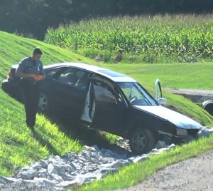 A Woodbury man driving a stolen car led authorities on a pursuit Sunday before being taken into custody after the vehicle crashed on County House Road. 33 year old Cory Allen Chapman of Sycamore Creek Road, Woodbury is charged with evading arrest, driving on a suspended license, and theft of property. (Jim Beshearse Photo)