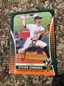 Steven Jennings autographed Greensboro Grasshoppers baseball card