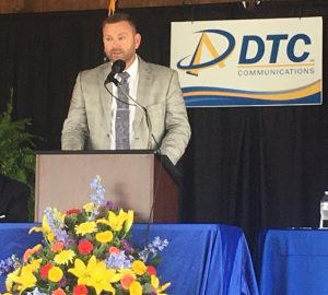 Chris Townson, CEO of DTC Communications, speaking during Saturday's annual meeting