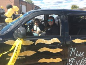 DCHS Homecoming Parade: In the best dressed vehicle category, Lydia Willoughby (shown here in passenger seat) took second place. Driver is Miss Bella Johnson