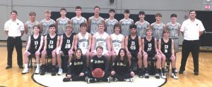 The DCHS Tiger Basketball Team: Front Row- Managers (left to right) Summer Pedigo, Brayden Summers, Courtney London (Not Pictured Aiden Whitman) Middle Row left to right: Andrew Tramel, Alex Antoniak, Kaleb Spears, Luke Jenkins, Evan Jones, Aidan Curtis, Marquez Chalfant, Conner Close, Jacob Hendrix Back Row left to right: Coach John Sanders, Nathaniel Crook, Jordan Young, Zack Birmingham, Robert Wheeler, Isaac Brown, Stetson Agee, Connor Paladino, Brayden Antoniak, Elishah Ramos, Connor Vance, and Assistant Coach Logan Vance (Not Pictured Ian Colwell)