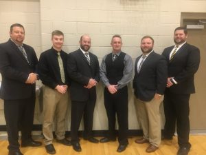 2020 DCHS Tiger Football Coaching Staff pictured left to right: Assistants Brad Trapp, Luke Green, and Michael Shaw, Head Coach Steve Trapp, and Assistants Corey Rathbone and Thomas Cagle. Coach Trapp was the Region’s Coach of the Year while members of his staff earned the following region honors: Offensive Assistant Coach Michael Shaw, Defensive Assistant Coach Thomas Cagle, and Special Teams Coach Corey Rathbone.