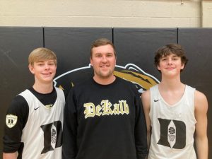 WJLE's Tiger Talk program this week features DCHS assistant boys coach Logan Vance (center) and Tiger players Conner Close (left) and Stetson Agee (right)