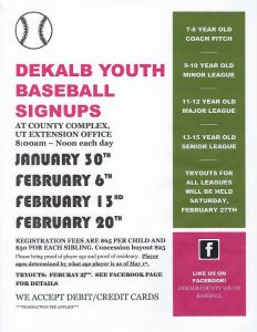 DeKalb Youth Baseball Signups