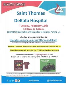 DeKalb County Blood Assurance Drive Tuesday, February 16