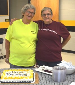 DWS Employees Robbie Frazier, Educational Assistant (left), and Dorothy Duggin, Custodian (right) honored at Retirement Reception