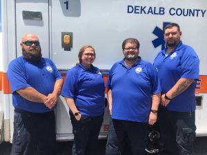 WJLE recognizes DeKalb EMS Staff during EMS Week May 16-22: C-SHIFT on duty Thursday: Daniel Summers(EMT-P), Racheal Checchi(AEMT), Trent Phipps (EMT-P) and Justin Thompson (AEMT)