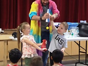 Smithville Elementary Fun Day. Preschoolers helping the Science Guy