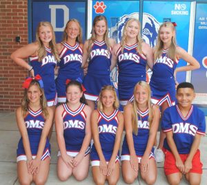 The 2021 DeKalb Middle School Football Cheerleaders - Pictured front row from left are Jaycee Daley, Brookelyn Morris, Khloe Grandstaff, Sophie Adcock, and Landon Tubbs. Pictured back row are Deanna Agee, Lola Colwell, Brooklynn Blaylock, Lillie Young, and Leah Trapp.