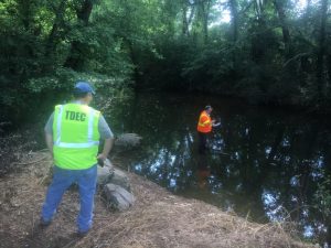 TDEC officials at Hickman Creek behind Alexandria Senior Citizens Center in August