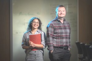 College of Science and Mathematics student Amina Aly, left, and faculty member Dr. Brian Agee at Augusta University presented their research at the fall meeting of the American Chemical Society.