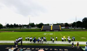 The DCHS Band prepared to enter the field at the Hendersonville Golden Invitational. (Kim Whitt photo)