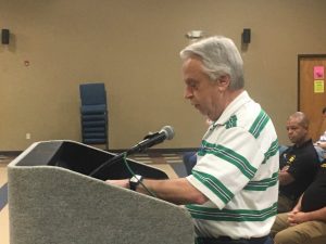 Dennis Stanley, Administrator of Elections who served as chairman of the redistricting committee, addressed the county commission Monday night