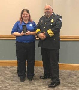 DeKalb EMS employee Heather Billings is the Upper Cumberland EMS Directors Association’s Region IV “Emergency Medical Technicianl (EMT) of the Year”. The award was presented to Billings during the association’s annual fall symposium Tuesday, October 5 in Cookeville. She was nominated by DeKalb EMS Director Hoyte Hale who is pictured with her here.