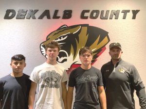 Listen for WJLE’s “Tiger Talk” program Friday , October 22 at 6:30 p.m. with Coach Steve Trapp and Tiger football players pictured left to right Axel Aranda, John Ellis, and Ty Webb. The game against Goodpasture kicks off at 7:00 p.m. in Smithville with play by play coverage on WJLE.