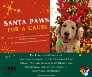 “Pet Photos with Santa” to be held Saturday for the DeKalb Animal Coalition