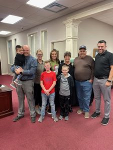 Wilson Bank & Trust hosted a retirement reception for Cynthia Agee Thursday at the Smithville Office where she has worked for almost 26 of her 45 years in banking. Many banking associates, friends, and family joined Cynthia to celebrate and to wish her well in retirement. Pictured here with Cynthia are members of her family left to right: Teagan, Joey, Casey, Lucas, Kennedy, Vaden, Cynthia, Butch and Josh