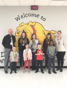 DeKalb West School has announced the Students of the Month for February. Pictured front row left to right are: Ashton Wright, Kaycie Avera, Thomas Brelje, and James Rochez. Back row left to right are Assistant Principal Joey Agee, McKenna Miller, Myleigh Tittle, Zoe Webster, and Principal Sabrina Farler. Absent from pictures were Logan Dies, Averie Winchester, and Kayla Checchi.