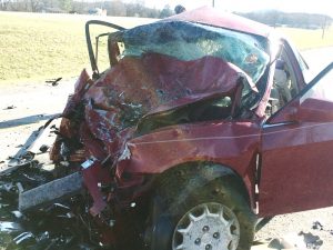 A head on crash at Highway 96 near Liberty Thursday claimed the life of 64 year old Sally Potts of Smithville who was driving north in a 2002 Honda Civic (shown here) and crossed the center line. Her car then struck a southbound 2001 Ford F-150 driven by 57-year-old Darryl Meadows of Smithville. Potts died at the scene. Meadows was taken by DeKalb EMS to Ascension St. Thomas DeKalb Hospital and later to Vanderbilt Hospital