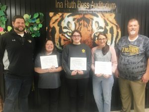 DeKalb County High School continued its monthly observance Thursday of recognizing a teacher, student, and parent or guardian of the month: Pictured here left to right are Assistant DCHS Principal Thomas Cagle, Guardian of the Month Sherry Daniels, Student of the Month Alyssa Crook, Teacher of the Month Sara Young and DCHS Principal Bruce Curtis.