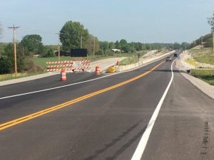 Motorists on Highway 56 have become aware of new traffic patterns in recent weeks as the construction continues between the Warren County line and the City of Smithville. (Picture shows detour northbound on Highway 56 near Warren County line toward Sink Creek