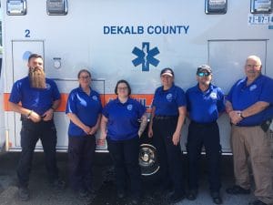 DeKalb County Observes EMS Week: Pictured DeKalb EMS A-SHIFT left to right: Zachariah Clark-EMT-B, Jamie Parsley-AEMT, Jessica Wilson-AEMT, Donna Melton-AEMT, Tony Williams-EMT-P, Hoyte Hale-EMT-P