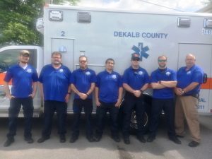 DeKalb County Observes EMS Week: Pictured DeKalb EMS D-SHIFT left to right: Matt Adcock-AEMT, Trent Phipps-EMT-P, Trevin Merriman-AEMT, Moamen Elkelany-EMT-B, Wes Eldridge-EMT-B, Matt Melton-EMT-PCC, and Director Hoyte Hale-EMT-P