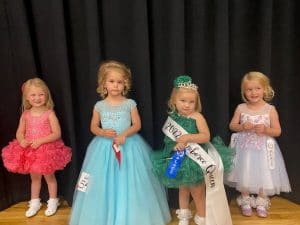 Miss Jamboree 25 to 48 months: Queen Olivia Denise Kilgore (second from right), the 31 month old daughter of Ryan and Jasmine Kilgore of McMinnville. She also received an award for Prettiest Hair. Second place went to Briar Kilgore (second from left), 3 year old daughter of Clay and Mariah Kilgore of Smithville. Jane Grant (far right) received third place and was judged to have the Prettiest Eyes. She is the 40 month old daughter of Danielle and Burt Grant of Smithville. Emberleigh Skye Knowles (far left), 3 year old daughter of Gabriel and Kylee Knowles of Smithville was named Most Photogenic and received the award for Prettiest Attire.