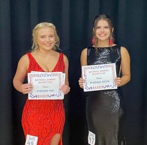 Miss Jamboree Pageant 14-16 age group: 14 year old Cali Agee (right) received second place. She is the daughter of Kevin and Jennifer Agee of Smithville. Agee was also awarded for Prettiest Attire. 16 year old Tayla Faythe Buck (left), daughter of Tania Hughes and Jeremy Buck of Murfreesboro received the Prettiest Eyes, Hair, and Most Photogenic Awards.