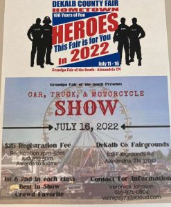 DeKalb Fair Car, Truck, and Motorcycle Show Saturday, July 16