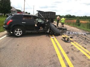 Wednesday crash scene on Highway 56 south near Blue Springs Road (Gary Mucha photo)