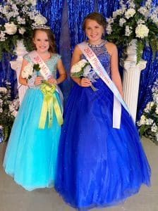 DeKalb Fair Miss Sweetheart Royalty: left to right- Miss Congeniality Faith Knowles of Smithville (left) 10 year old daughter of Rickey and Angie Knowles and Most Photogenic Baylei Anne Benson of Smithville (right) 11 year old daughter of Karey and John Washer and Christopher Benson.
