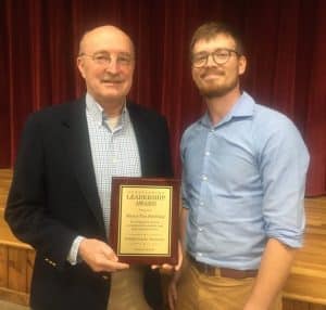 County Mayor-Elect Matt Adcock (right) Monday night presented Incumbent County Mayor Tim Stribling with an “Outstanding Leadership Award” on behalf of the county commission “in recognition of exceptional leadership and dedicated service to DeKalb County” over the last 8 years as county mayor. Adcock will take over from Stribling September 1.