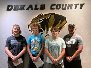 Listen for WJLE’s Football Tiger Talk Program at 6:30 p.m. prior to the 7 p.m. kick-off tonight (Friday, September 16) between DCHS and Cumberland County in Crossville. The Tiger Talk Show will feature as pictured here left to right: Tiger players Colby Barnes, Trace Hamilton, and Tyler Estes with Coach Steve Trapp. Listen to the WJLE game broadcast with John Pryor and Luke Willoughby following Tiger Talk