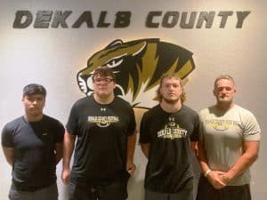 Listen for WJLE’s Football Tiger Talk Program at 6:30 p.m. prior to the 7 p.m. kick-off tonight (Friday, September 23) between DCHS and Cannon County in Woodbury. The Tiger Talk Show will feature as pictured here left to right: Tiger players Jonathan Garcia, Landon Cripps, and Colby Barnes with Coach Steve Trapp. Listen to the WJLE game broadcast with John Pryor and Luke Willoughby following Tiger Talk