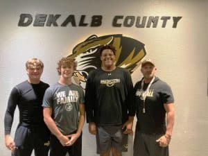 Listen for WJLE’s Football Tiger Talk Program at 6:30 p.m. prior to the 7 p.m. kick-off tonight (Friday, September 30) between DCHS and Livingston Academy in Smithville for Homecoming. The Tiger Talk Show will feature as pictured here left to right: Tiger players Ty Webb, John Ellis, and Shadie Rankhorn with Coach Steve Trapp. Listen to the WJLE game broadcast with John Pryor and Luke Willoughby following Tiger Talk