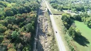 Overhead drone view of Highway 70 project between Liberty and Alexandria