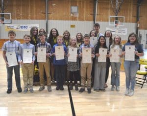 DWS Jr. Beta officers and new members pictured front row left to right are Adonis Cooprider, Gabe Blair, Levi Cripps, Adam Brown, Mia Hall, Kaden Mullinax, Bella Gonzalez, MaKenna Lomas, and Halia McDaniel. Back row left to right are Raegan Murphy, Sophie Desimone, Hannah Brown, Miah Johnson, Olivia George, Kaylee Womack, Ethan Brown, and Kate Pistole.