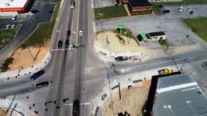 The end of the Highway 56 project at East Bryant Street