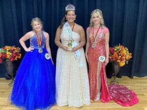 Winner of the Fall Fest Pageant (ages 11-13): Kaydence Shontae Johnson (center) 12 year old daughter of Jeremy and Trista Ashburn of Smithville. First runner-up, Baylei Benson (left) 11 year old daughter of John and Karey Washer and Christopher Benson of Smithville. She was also awarded for prettiest eyes, hair, and most photogenic. Second runner-up Jacee Daley (right) 13 year old daughter of Megan Linder and the late Jacob Dailey.