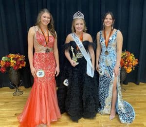 Winner of the Fall Fest Pageant (ages 14-16): Deanna Marie Agee (center) 14 year old daughter of David and Dama Agee of Smithville. She was also awarded for prettiest eyes, hair, attire, and most photogenic First runner-up: McKenna Reece Miller (left) of Dowelltown, 14 year old daughter of Charles and Christen Cox and David and Casey Miller. Second runner-up: Cali Agee (right), 14 year old daughter of Kevin and Jennifer Agee of Smithville. She was also awarded for prettiest smile