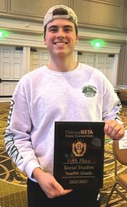 DCHS BETA Club student Robert Wheeler placed 5th in the state for 12th grade social studies at the Tennessee BETA Club Convention in Nashville