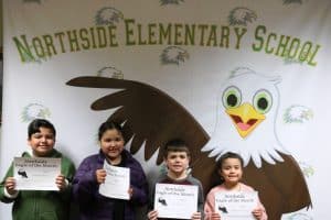 Northside Elementary School has selected its Eagles of the Month for December. Pictured – from left to right: Miguel Galvan Ramos, Maria Narvaez, Jace Howell, Isabella Aguilar